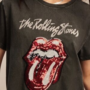 The Rolling Stones Lucky Brand Sequined Tongue Tee Size XS Lucky Brand